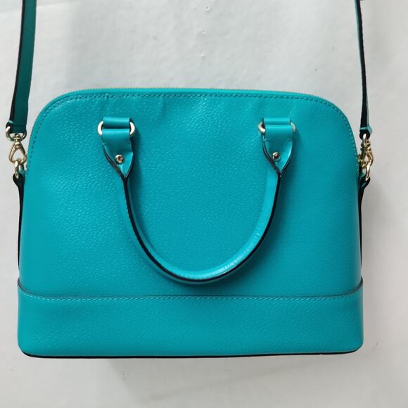 Kate Spade Teal Leather Double Handles Zipper Closure Satchel Bag - Picture 4 of 16